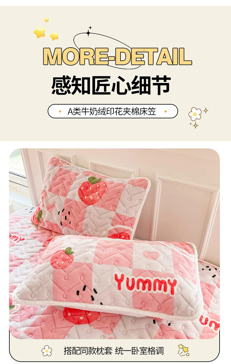 Fitted Sheet Winter Thickened Padded Three-Piece Set – Non-Slip Mattress Protective Cover
