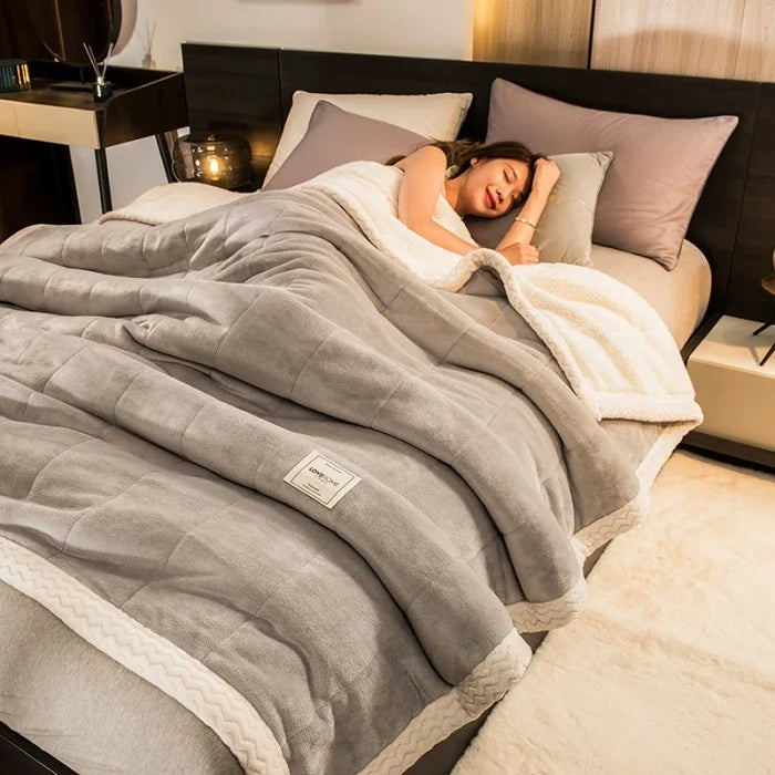 Winter Warm Blankets for Bed – 3 Layers Thick Flannel Quilt | Soft & Comfortable Bedding