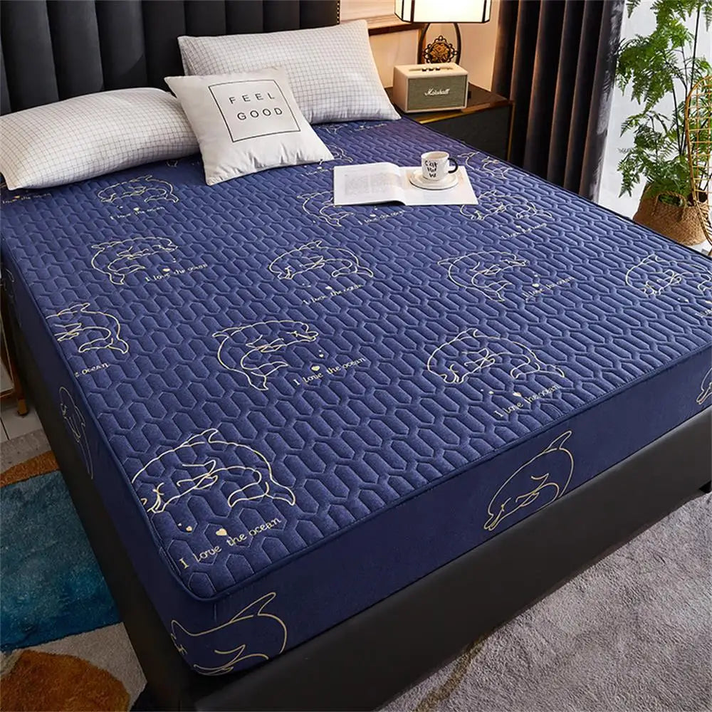 Waterproof Thicken Mattress Pad Protector | Skin-Friendly Durable Fitted Sheet Bed Cover | Latex Mat Cover 150x200 / 160x200 / 180x200