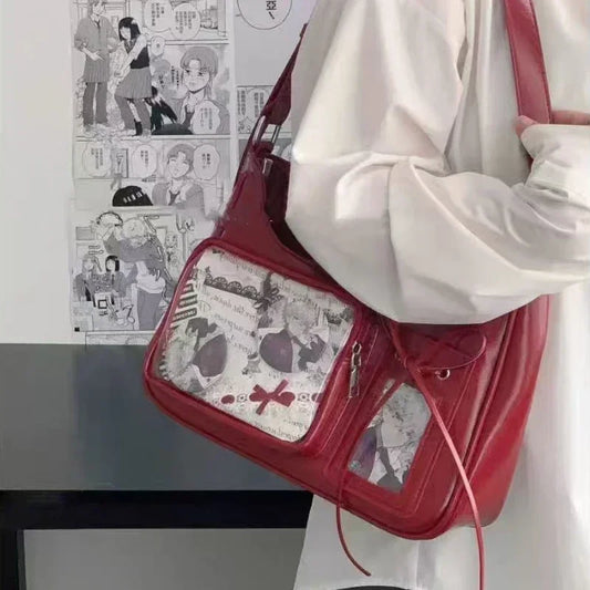 Women’s Korean Transparent Ita Shoulder Bag – Japanese Preppy Designer School Crossbody Purse