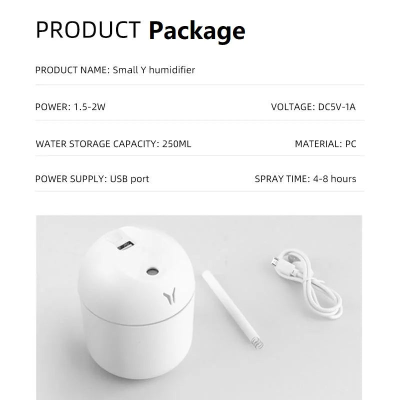 Air Humidifier & Essential Oil Diffuser – Ultrasonic Mute Mist Maker with LED Color Lamp for Home & Car