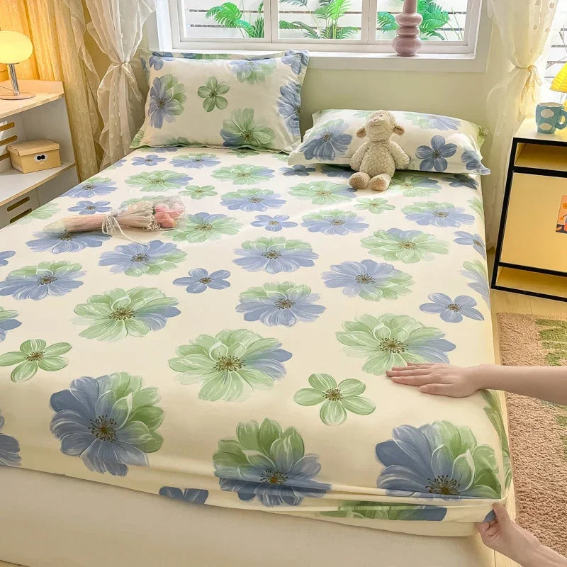 100% Cotton Bed Sheet | Cute Dinosaur Print | Elastic Fitted Mattress Cover | Kids Cartoon Bedding (No Pillowcase)
