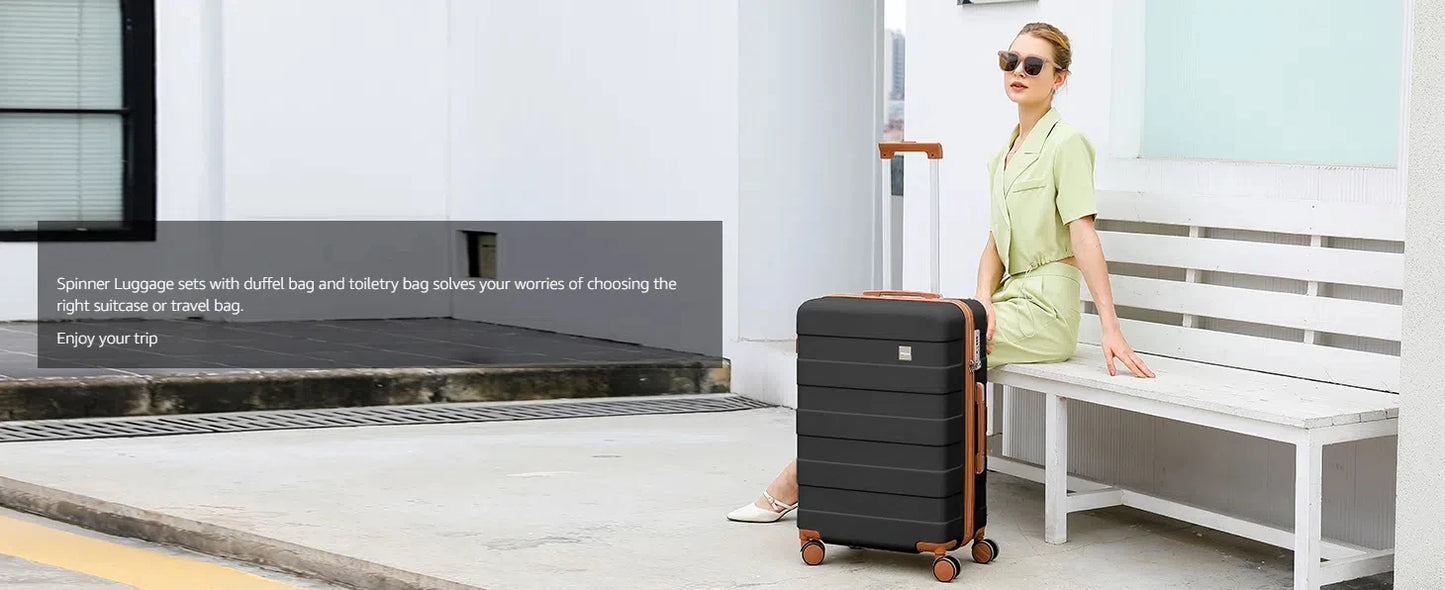 imiomo Travel Luggage Set – Hard Shell Lightweight Carry-On Suitcase with Travel Bag, TSA Lock & Silent Spinner Wheels