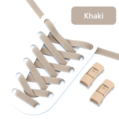 Elastic No-Tie Shoe Laces with Press Lock – 8MM Flat Shoelaces for Sneakers, Kids & Adults