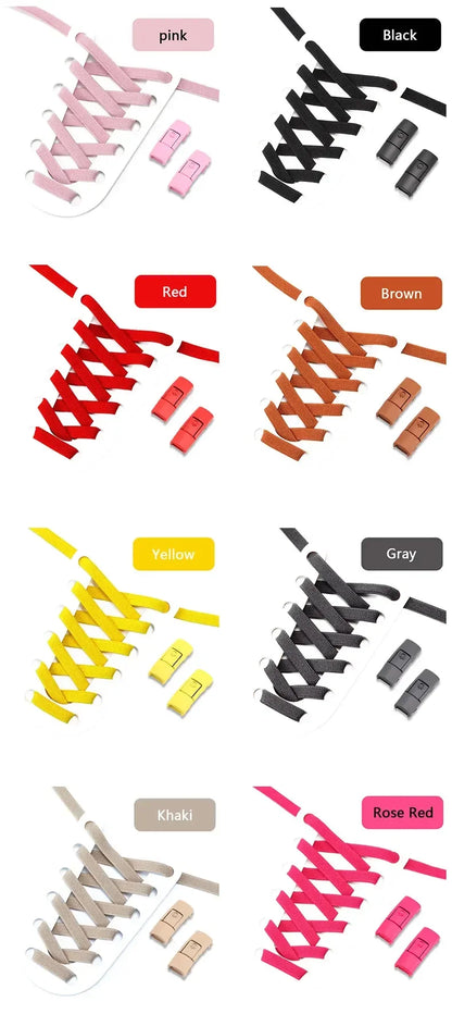Elastic No-Tie Shoe Laces with Press Lock – 8MM Flat Shoelaces for Sneakers, Kids & Adults