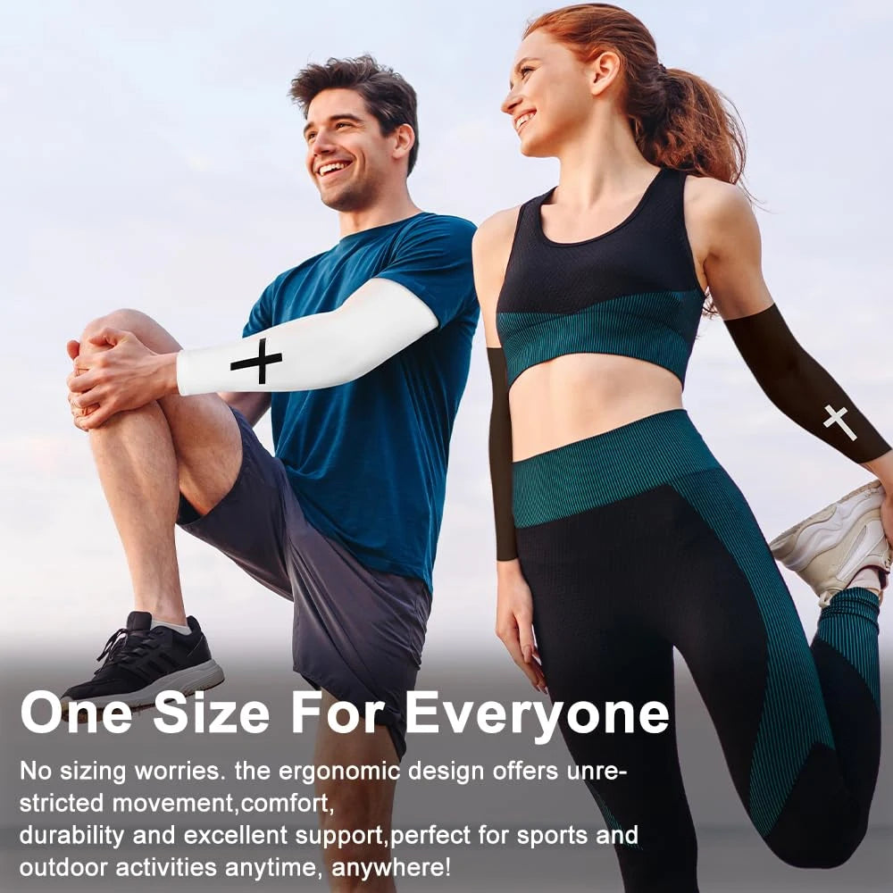 1 Pair Cross UV Cooling Arm Sleeves – Compression Sports Sleeves for Men & Women