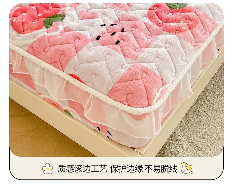 Fitted Sheet Winter Thickened Padded Three-Piece Set – Non-Slip Mattress Protective Cover