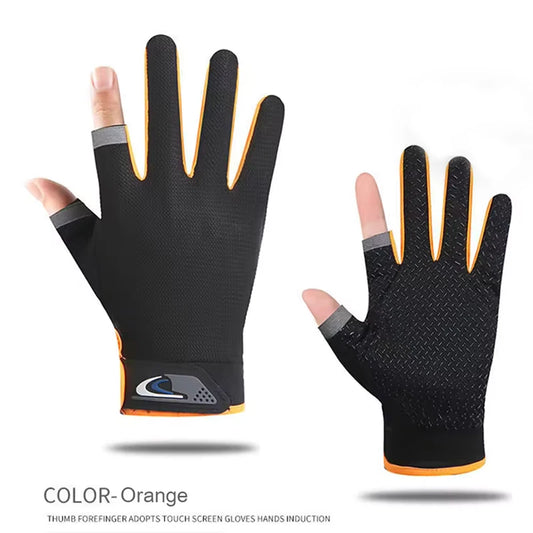 Summer Breathable Fishing Gloves – 2 Finger Cut Touchscreen Anti-Slip Sun-Proof Gloves for Men & Women