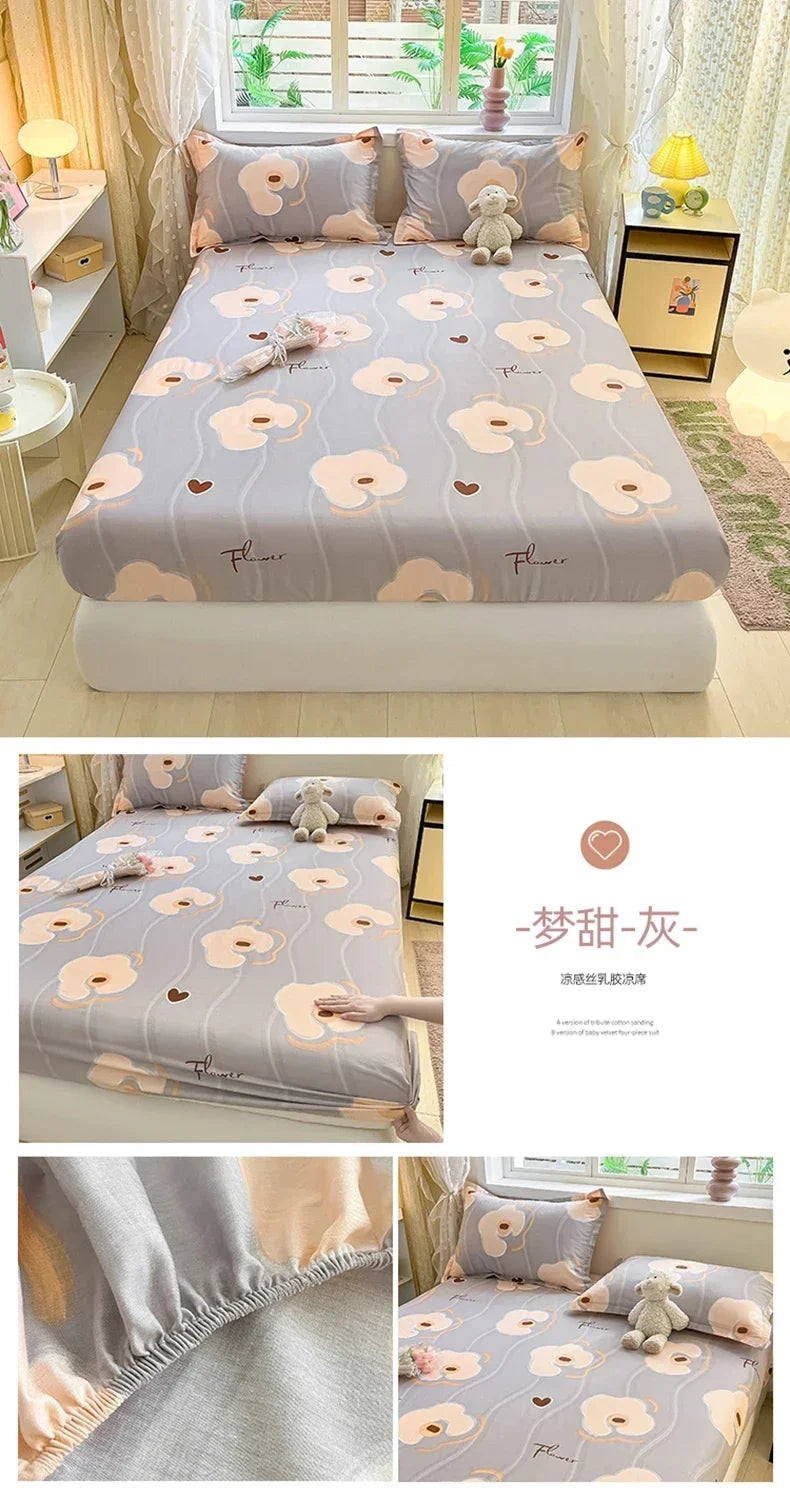 100% Cotton Bed Sheet | Cute Dinosaur Print | Elastic Fitted Mattress Cover | Kids Cartoon Bedding (No Pillowcase)