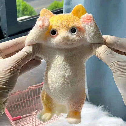 Realistic Fluffy Cat Stress Relieving Toy – Simulation Cat Doll Squeeze Gift for Kids & Adults