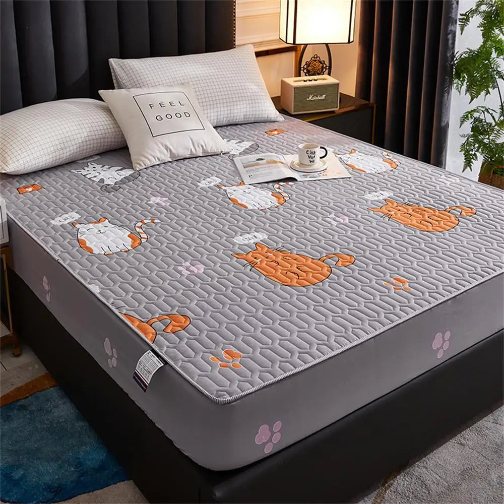 Waterproof Thicken Mattress Pad Protector | Skin-Friendly Durable Fitted Sheet Bed Cover | Latex Mat Cover 150x200 / 160x200 / 180x200