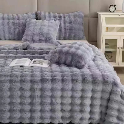 Double-Sided Faux Rabbit Fleece Blanket – Ultra Soft Warm All-Season Throw for Bed, Sofa & Travel