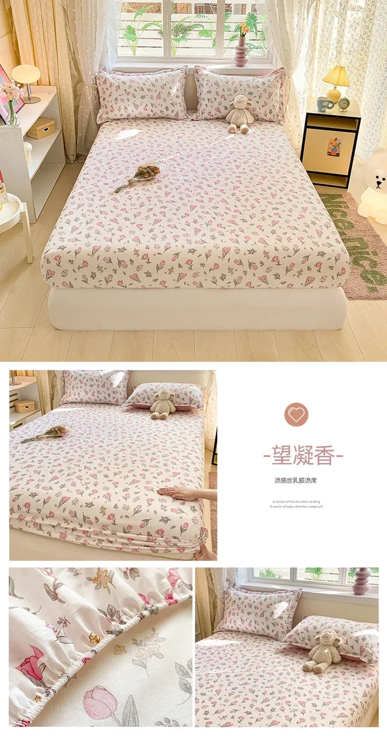 100% Cotton Bed Sheet | Cute Dinosaur Print | Elastic Fitted Mattress Cover | Kids Cartoon Bedding (No Pillowcase)
