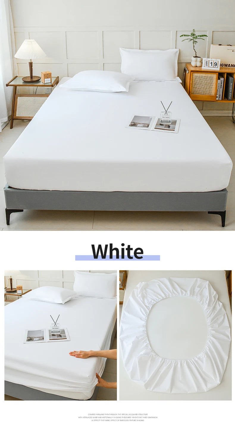 Waterproof Fitted Bed Sheet | 360° Elastic Band Mattress Protector | Single, Double, Queen & King