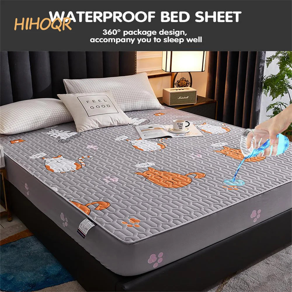 Waterproof Thickened Mattress Pad Protector – Skin-Friendly Durable Fitted Bed Sheet Cover, Latex Mat Cover (120x200 / 150x200 / 180x200)