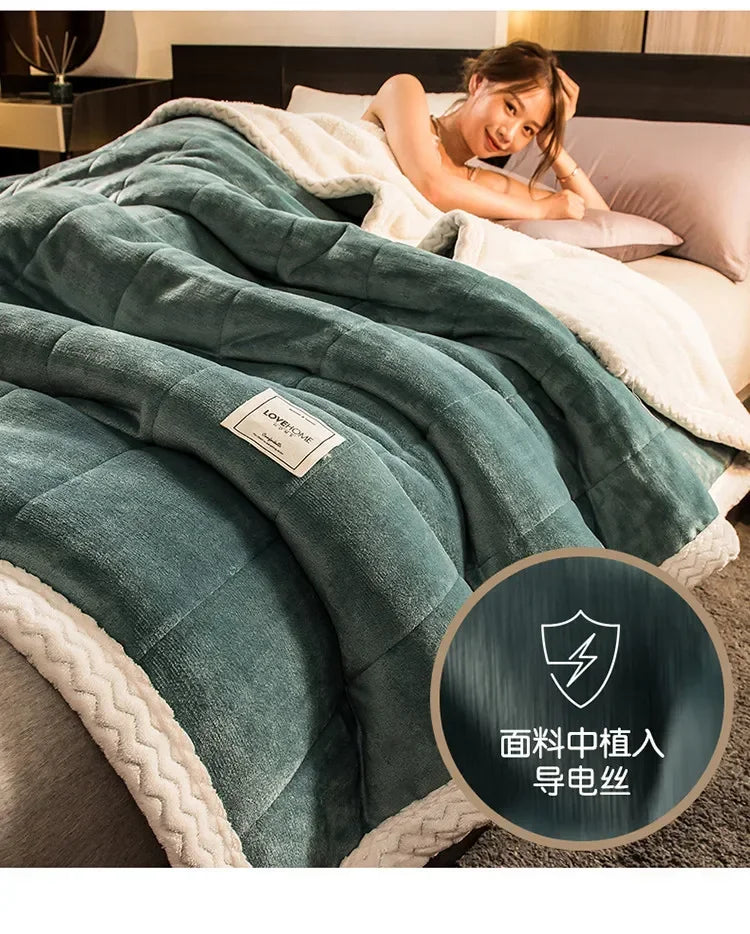 Winter Warm Blankets for Bed – 3 Layers Thick Flannel Quilt | Soft & Comfortable Bedding