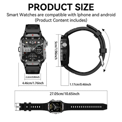 Smart Watch 2.01" HD Screen – Bluetooth Calling, LED Flashlight & Fitness Tracker for Men & Women