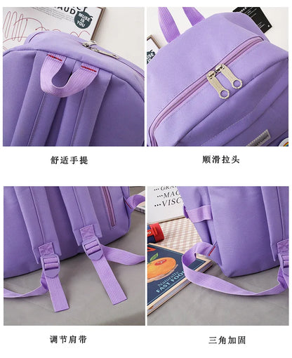 New Large-Capacity Student Backpack Set – 5-Piece Multi-Compartment School Bag for Primary, Junior & High School