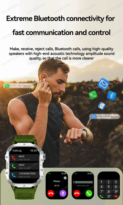 Men’s Military Outdoor GPS Sports Smart Watch – Heart Rate, Sleep Monitor & Waterproof Fitness Watch for iOS & Android