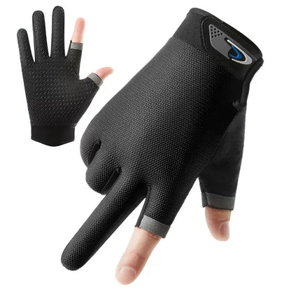 Summer Breathable Fishing Gloves – 2 Finger Cut Touchscreen Anti-Slip Sun-Proof Gloves for Men & Women