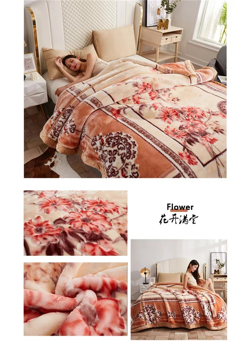 European Style Warm Raschel Blanket – Thickened Weighted Winter Comforter & Double-Sided Duvet