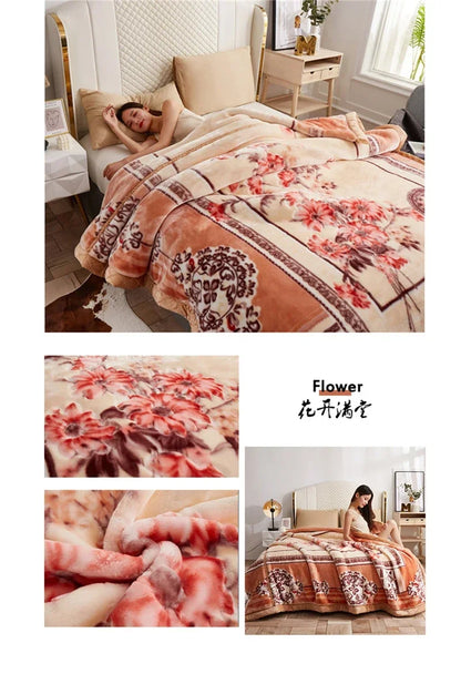 European Style Warm Raschel Blanket – Thickened Weighted Winter Comforter & Double-Sided Duvet