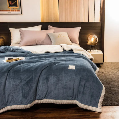 Winter Warm Blankets for Bed – 3 Layers Thick Flannel Quilt | Soft & Comfortable Bedding