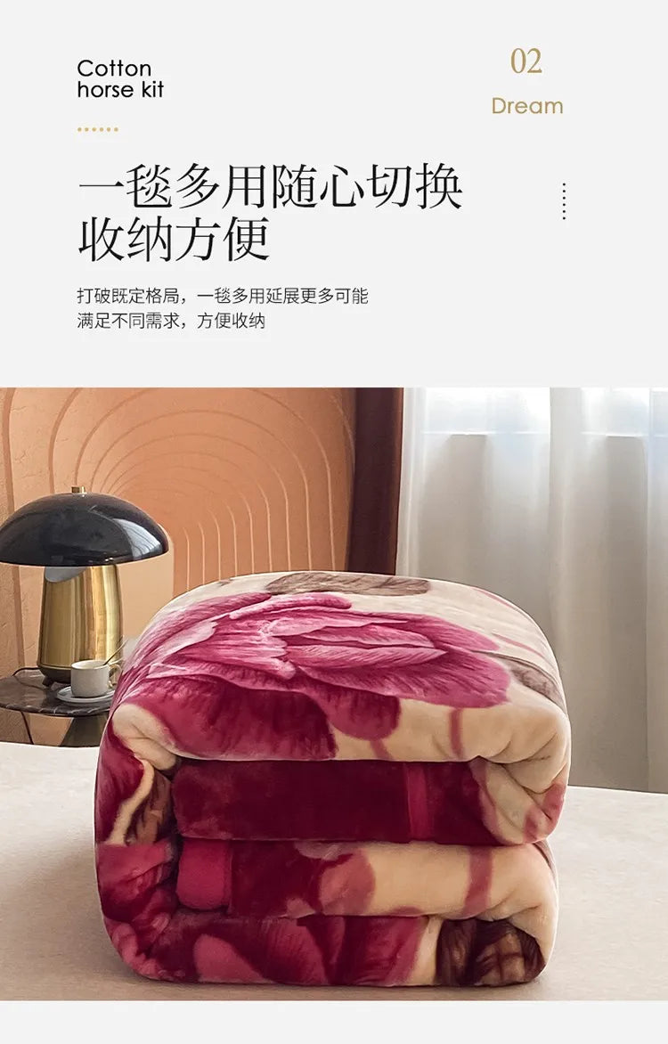 Winter Double Layer Raschel Blanket – Thick Warm Heavy Fluffy Fleece Quilt 150x200cm