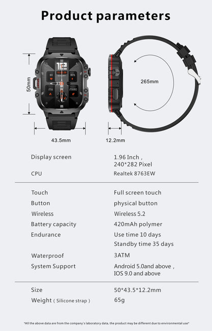 LIGE Outdoor Smart Watch Men – 2.01" Screen, Waterproof, Bluetooth Call & AI Voice for Android & iOS
