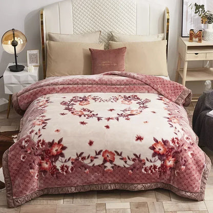 European Style Warm Raschel Blanket – Thickened Weighted Winter Comforter & Double-Sided Duvet
