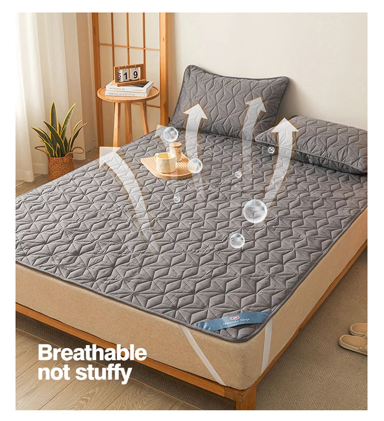 Waterproof Mattress Topper | Quilted Protector Pad | Elastic Band Fitted Bedspread | Winter Mattress Cover for Single & Double Beds (140/160 cm)