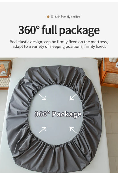 Waterproof Fitted Bed Sheet | 360° Elastic Band Mattress Protector | Single, Double, Queen & King