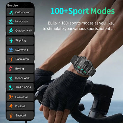 LIGE Outdoor Smart Watch Men – 2.01" Screen, Waterproof, Bluetooth Call & AI Voice for Android & iOS
