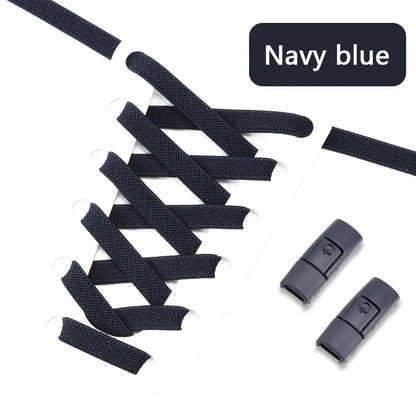 Elastic No-Tie Shoe Laces with Press Lock – 8MM Flat Shoelaces for Sneakers, Kids & Adults