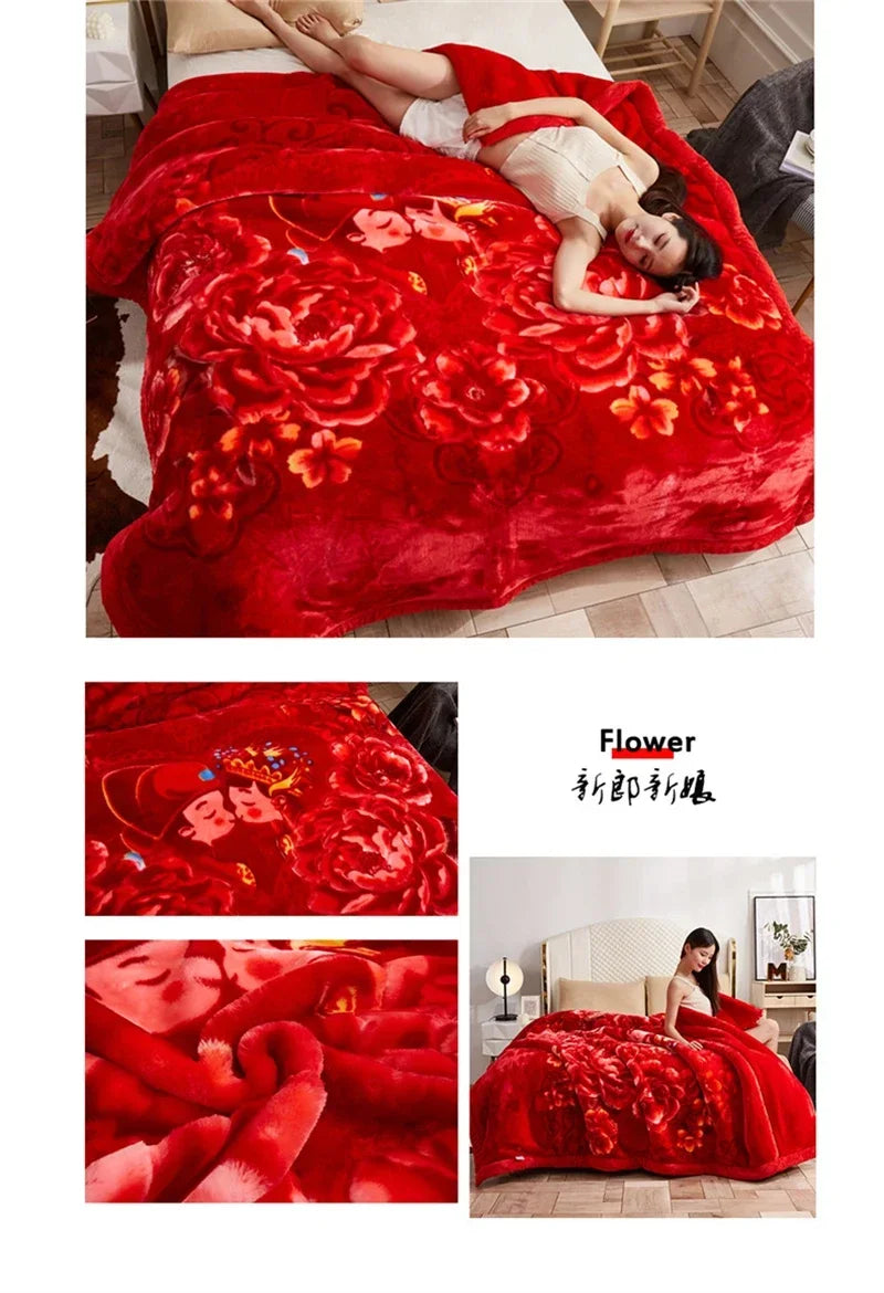 European Style Warm Raschel Blanket – Thickened Weighted Winter Comforter & Double-Sided Duvet