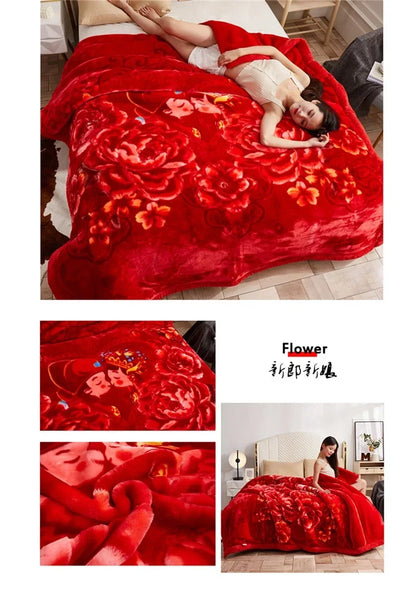 European Style Warm Raschel Blanket – Thickened Weighted Winter Comforter & Double-Sided Duvet