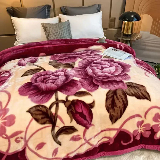 Double Layer Winter Plush Blanket – Thick Soft Warm Fluffy Fleece Quilt 150x200cm