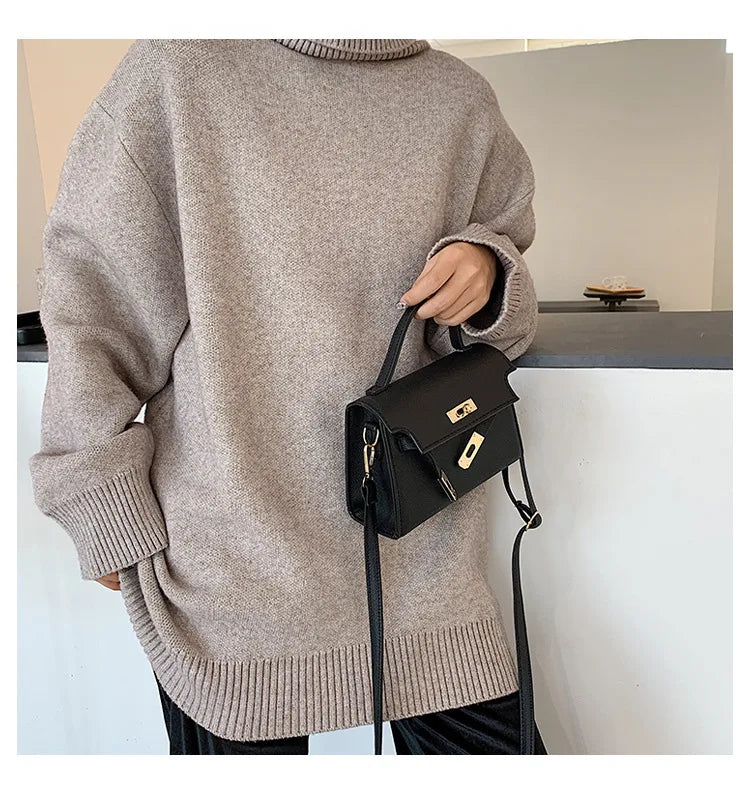 Style Women’s Shoulder Bag with Lock Closure – Trendy Embossed Crossbody Bag for Women