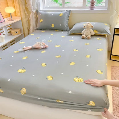 100% Cotton Bed Sheet | Cute Dinosaur Print | Elastic Fitted Mattress Cover | Kids Cartoon Bedding (No Pillowcase)