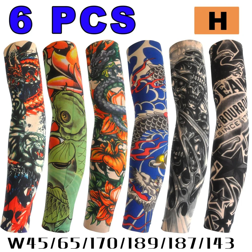 6 PCS Tattoo Sleeves for Men & Women – Elastic Arm Covers for Outdoor, Sports & Party Style