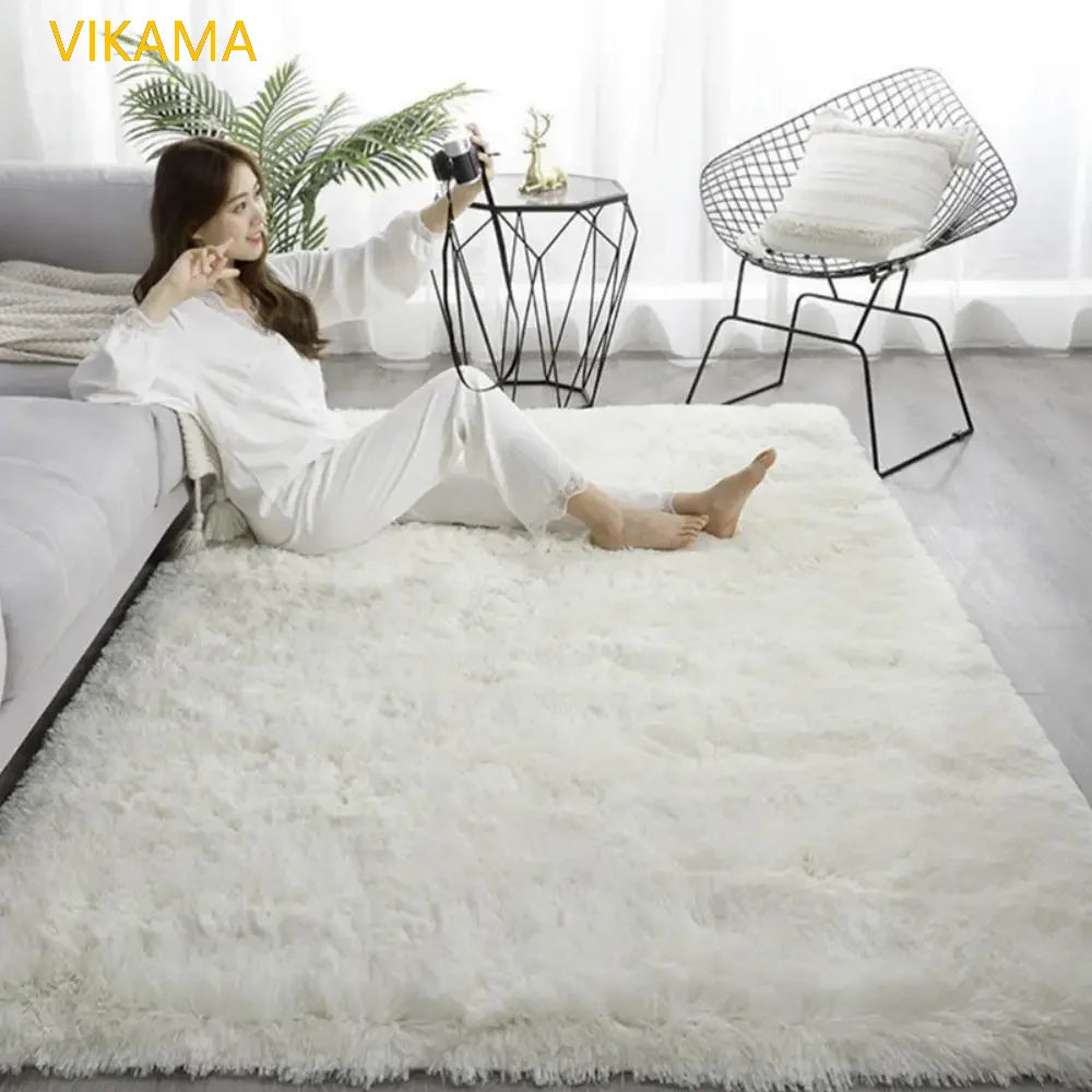 VIKAMA Silk Wool Rug – Soft Non-Slip Luxury Mat for Living Room & Bedroom