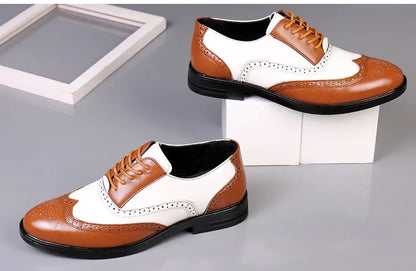 Italian Men’s Oxford Dress Shoes – Elegant Classic Brogue Formal Shoes for Business & Fashion (Zapatos Formales De Hombre)
