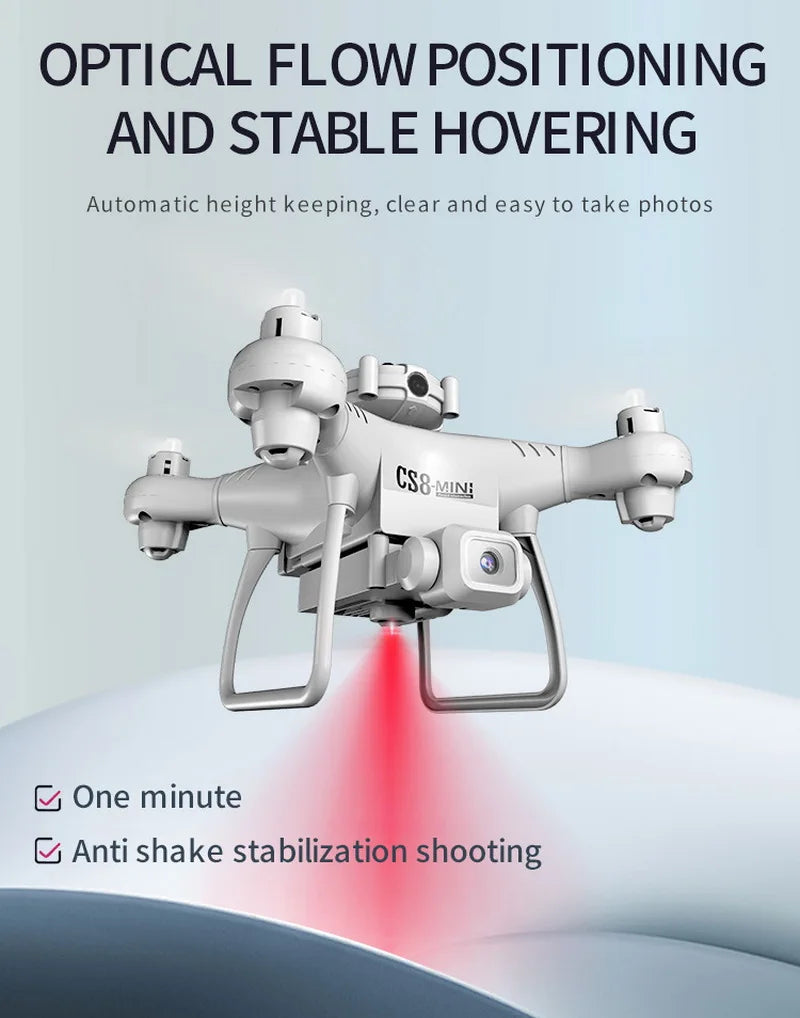 CS8 Mini Drone 4K HD Dual Camera – Professional Quadcopter with Obstacle Avoidance & 360° RC ESC Control