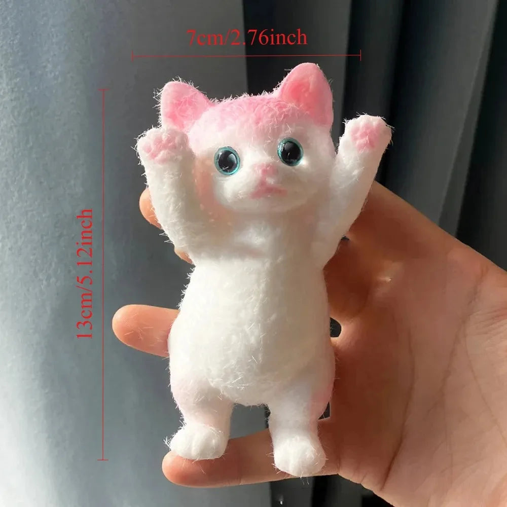 Realistic Fluffy Cat Stress Relieving Toy – Simulation Cat Doll Squeeze Gift for Kids & Adults