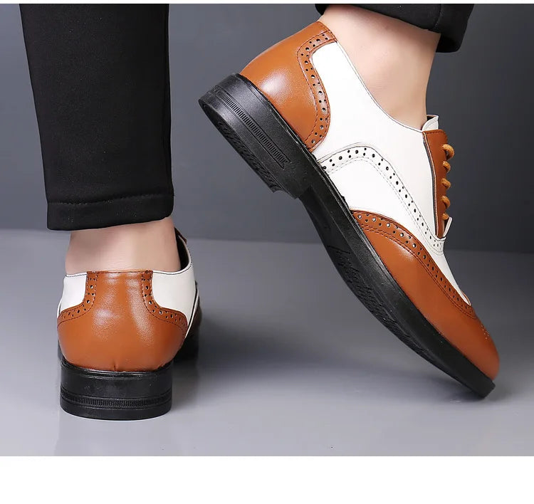 Italian Men’s Oxford Dress Shoes – Elegant Classic Brogue Formal Shoes for Business & Fashion (Zapatos Formales De Hombre)