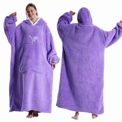 Women’s Oversized Wearable Blanket Hoodie – Winter Warm Thick Pajama with Sleeves