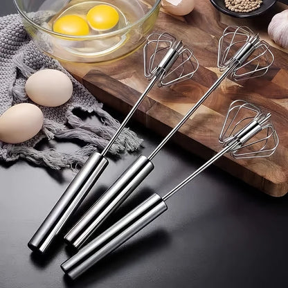Stainless Steel Egg Beater – Semi-Automatic Hand Mixer for Baking & Cooking