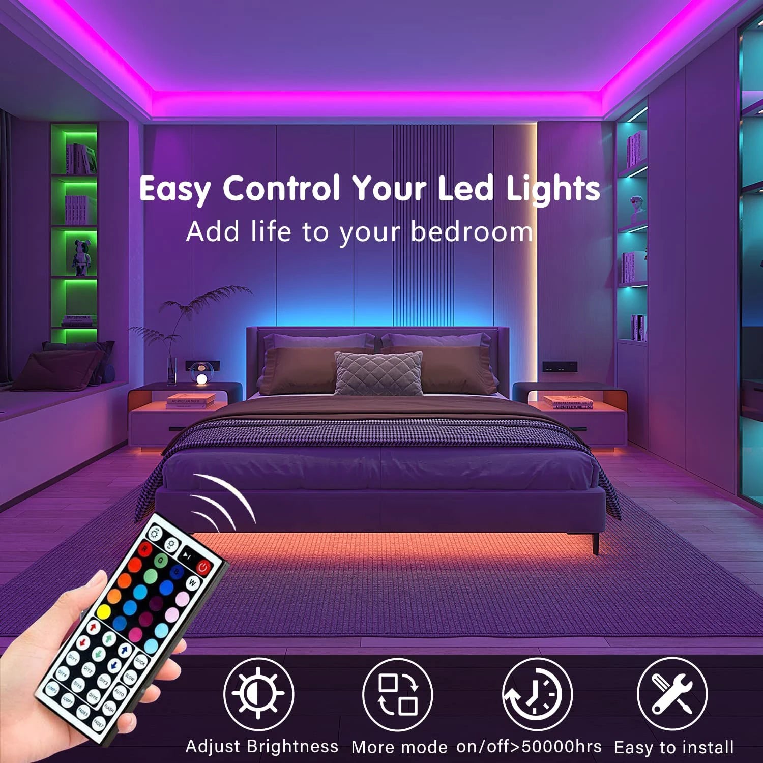 LED Strip Lights with 44-Key Remote – RGB Light Tape for Room, Home & Party Decor