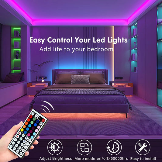 LED Strip Lights with 44-Key Remote – RGB Light Tape for Room, Home & Party Decor