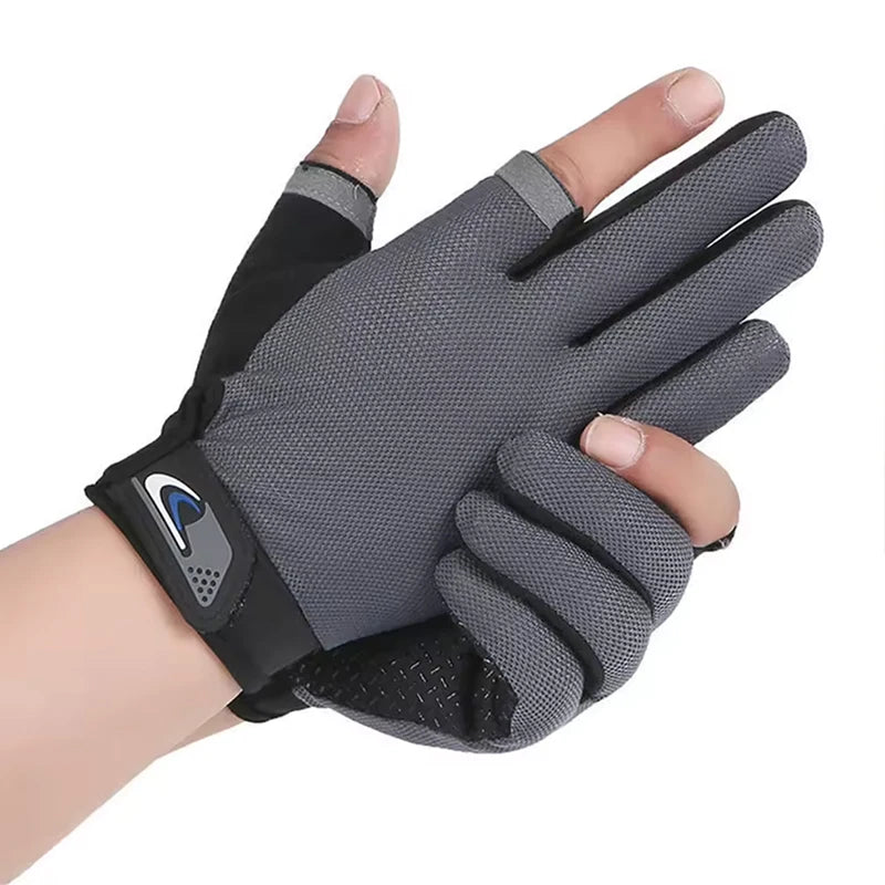 Summer Breathable Fishing Gloves – 2 Finger Cut Touchscreen Anti-Slip Sun-Proof Gloves for Men & Women